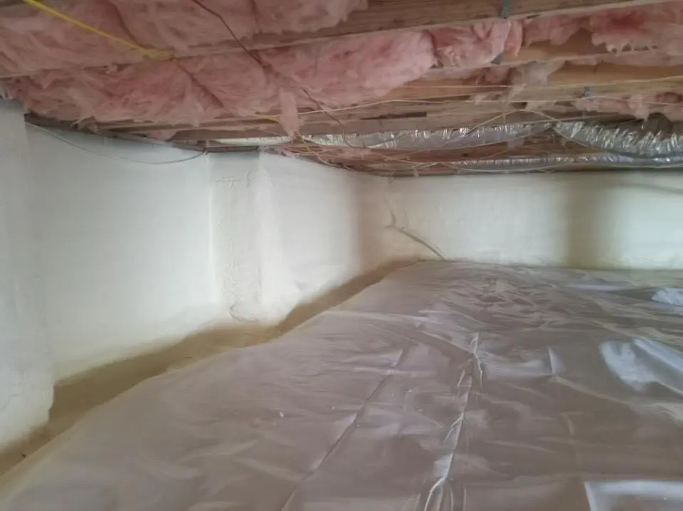 Crawl space encapsulation with closed-cell spray foam for Flat Roof Repair in Kasson